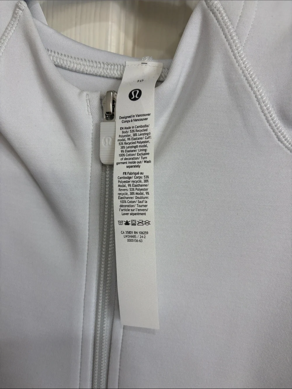 344. Lululemon Softstreme Full-Zip Hoodie Bone or white opal 8 & 10